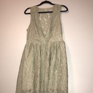 sage green lace dress